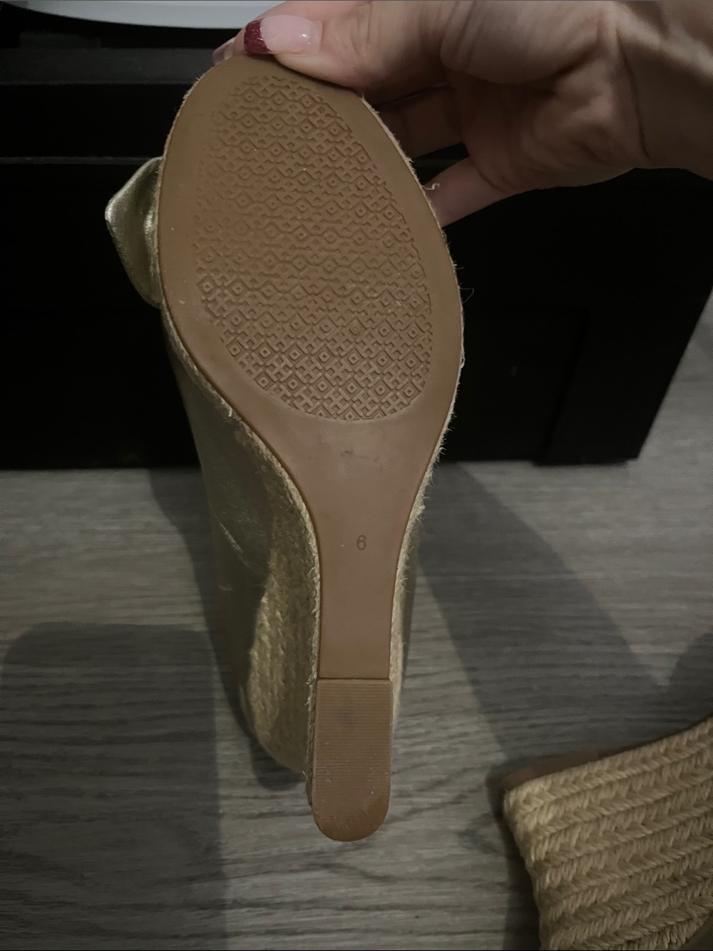 Tory Burch Metallic Gold Knot Peep-Toe Wedge Espadrille - Picture 8 of 13